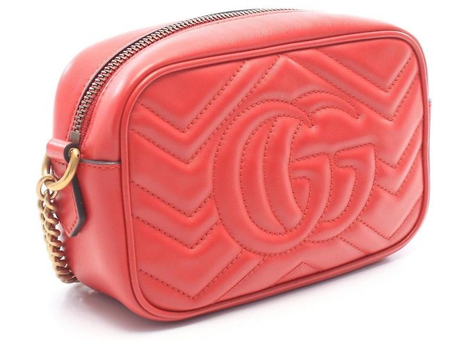 Borsa mini matelassé Gucci GG Marmont Rosso - vista 2