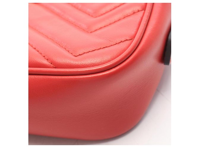 Borsa mini matelassé Gucci GG Marmont Rosso - vista 8