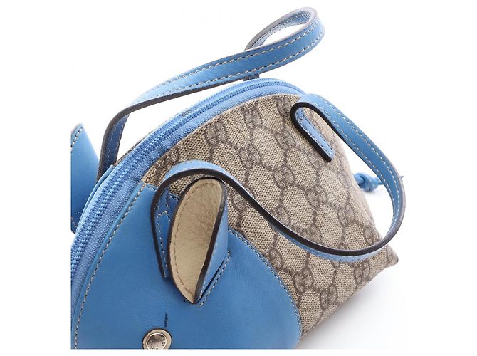 Borsa Gucci Children's Zoo GG Supreme Pig Blu Beige - vista 14