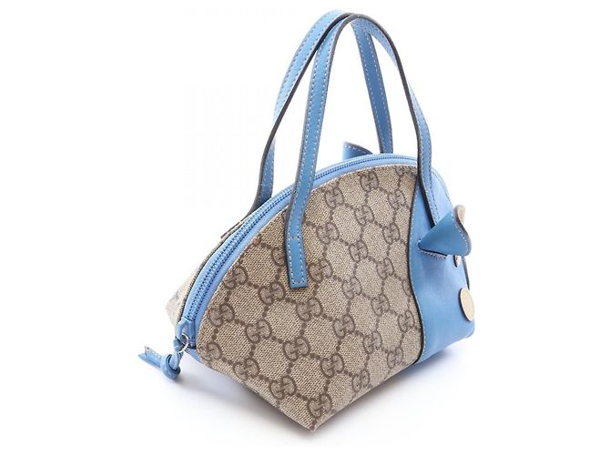 Borsa Gucci Children's Zoo GG Supreme Pig Blu Beige - vista 2