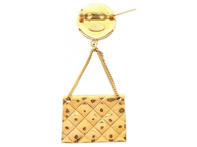 Spilla motivo borsa Matelassé placcata oro Chanel D'oro - vista 2