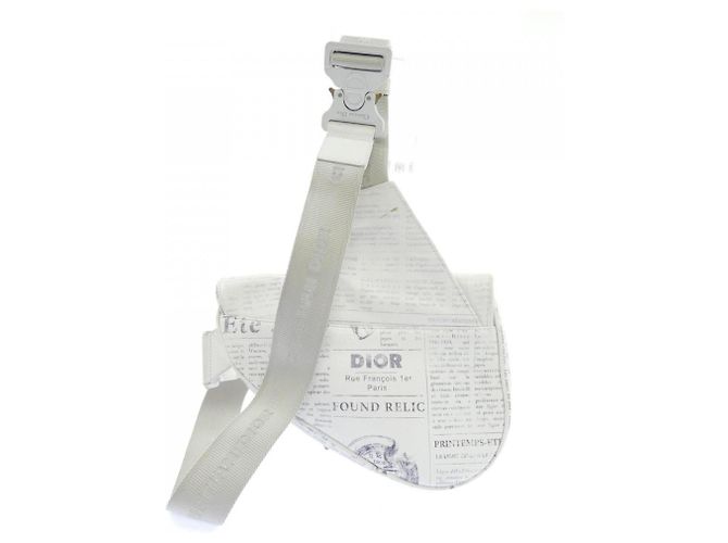 Borsa Christian Dior DIOR Saddle Daniel Arsham Marrone Bianco - vista 3