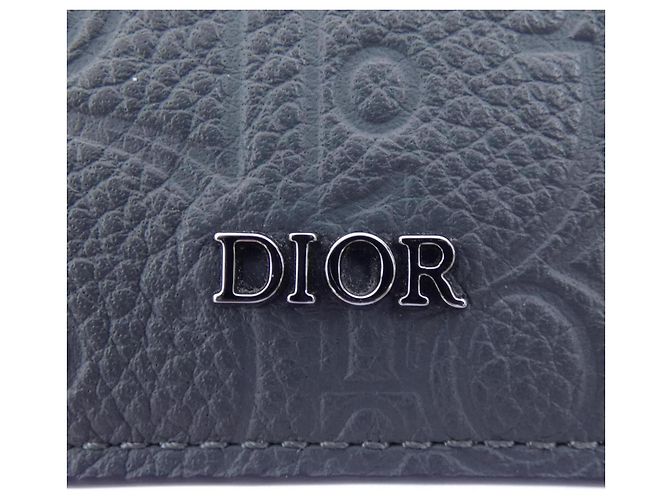 Christian Dior Gray Leather Card Case Brown - view 3