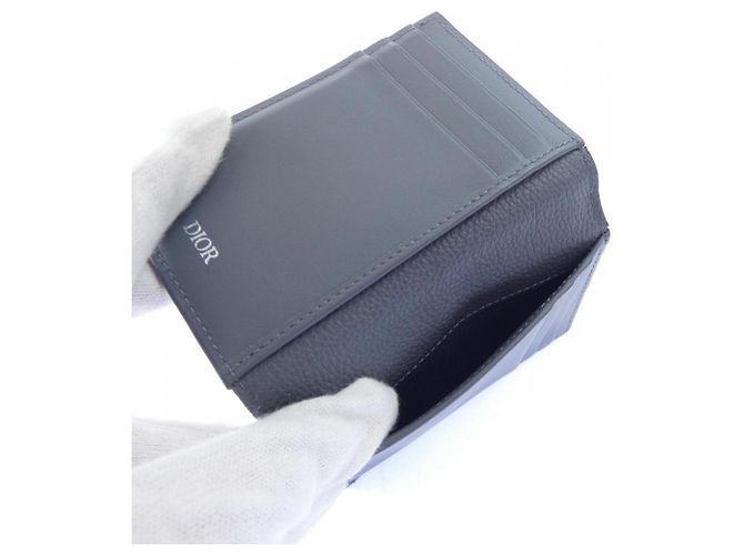Christian Dior Gray Leather Card Case Brown - view 5
