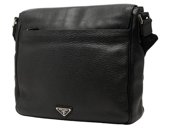 Prada Triangle Logo Plate Crossbody Shoulder Bag Black - view 2