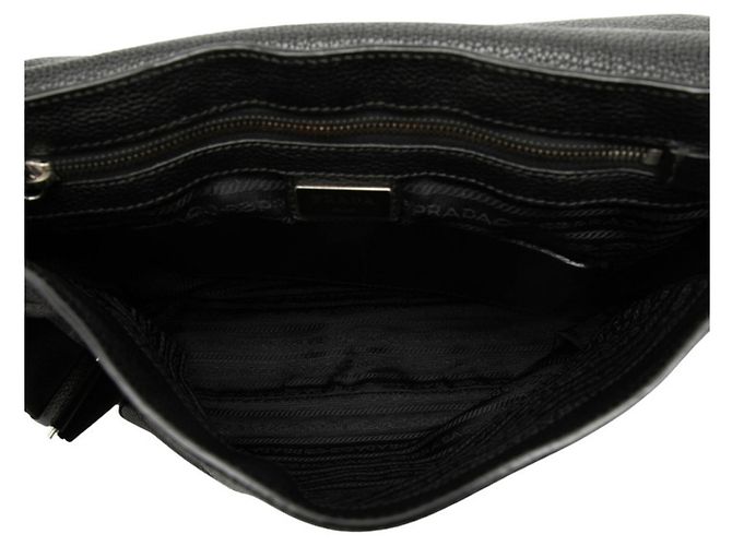 Prada Triangle Logo Plate Crossbody Shoulder Bag Black - view 4
