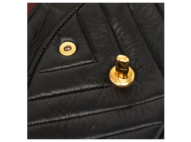 Sac à épaule Chanel Chevron V-Stitch Coco Mark Double Flap avec chaîne Noir - vue 5