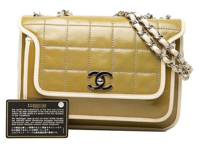 Borsa a tracolla Chanel Coco Mark Chocolate Bar con catena Verde - vista 7