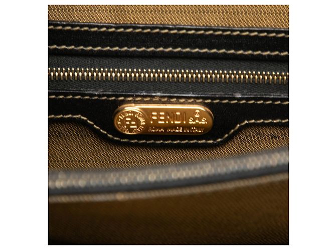 Borsa Tote Fendi Zucca Marrone e Nera in Pelle e Tela Nero - vista 7