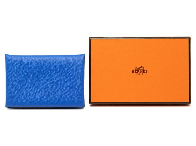 Hermès Hermes Calvi Blue Card Case - view 7