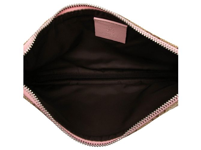 Pochette borsa Gucci GG Canvas ZOO Parrot Rosa Beige - vista 4