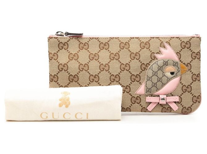 Pochette borsa Gucci GG Canvas ZOO Parrot Rosa Beige - vista 7