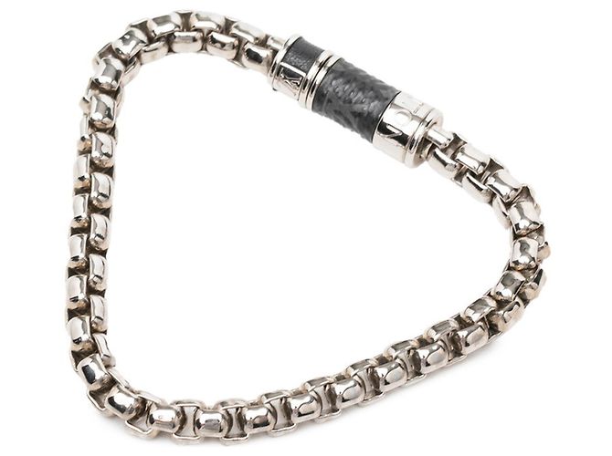 Pulsera de cadena Louis Vuitton Monogram Eclipse Negro Plata - vista 2