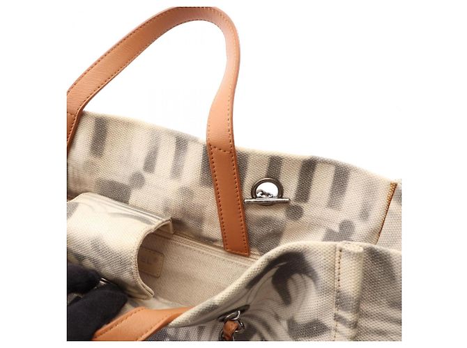 Chanel Coco Mark 2-Way Tote Bag Braun Weiß - Ansicht 12