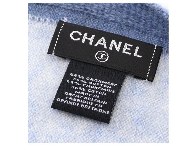 Chanel Schal aus Baumwolle und Kaschmir Blau - Ansicht 2