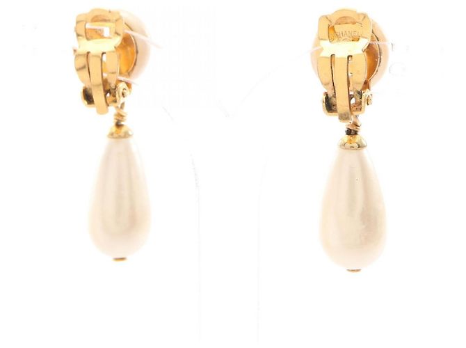 Pendientes Chanel Coco Mark Swing 96P Blanco Dorado - vista 2