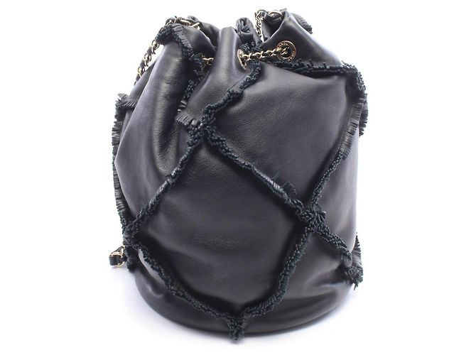 Chanel Coco Mark Bucket Bag mit Fransen Schwarz - Ansicht 2