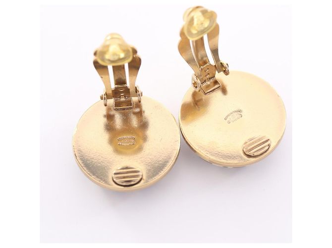 Chanel Coco Mark Runde Clip-Ohrringe Schwarz Mehrfarben Golden - Ansicht 6