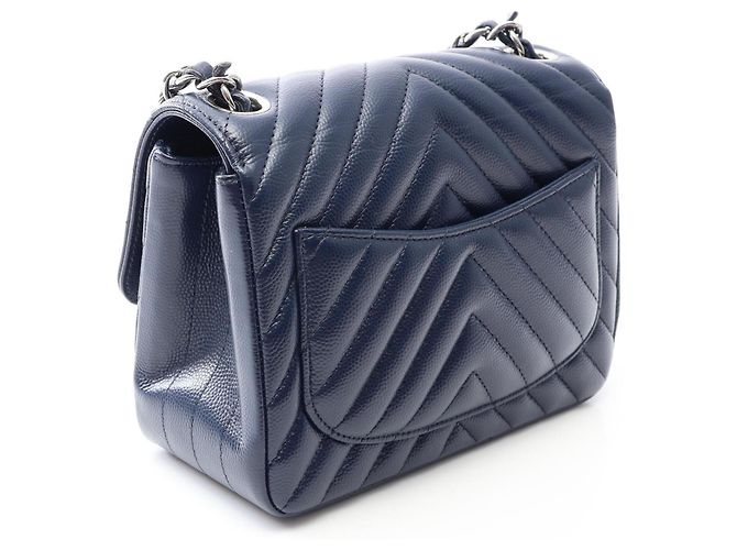 Borsa a tracolla Mini Chanel Chevron V-Stitch Blu navy - vista 2
