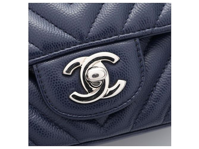 Borsa a tracolla Mini Chanel Chevron V-Stitch Blu navy - vista 9