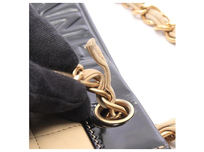 Chanel Chocolate Bar 2-Way Tote Bag Schwarz Beige - Ansicht 6