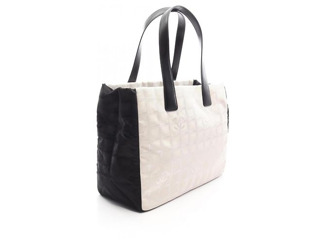 Borsa Tote Chanel New Travel Line MM Nero Bianco - vista 2
