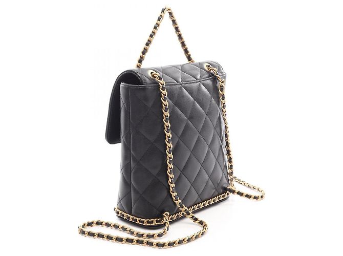 Zaino/Borsa Chanel Matelassé Camellia Nero - vista 2