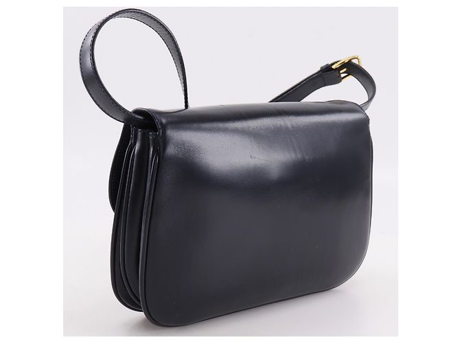 Céline Celine Vintage Triomphe Flap Leather Medium Schwarz - Ansicht 3