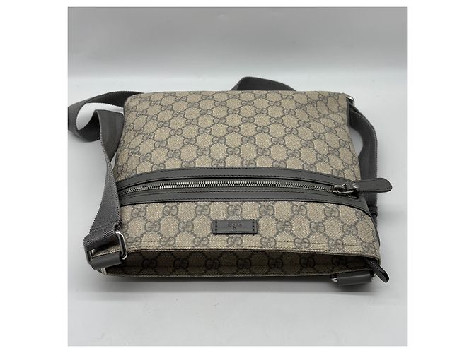 Borsa Messenger piatta Gucci con zip frontale in GG coated canvas Medium Beige - vista 6