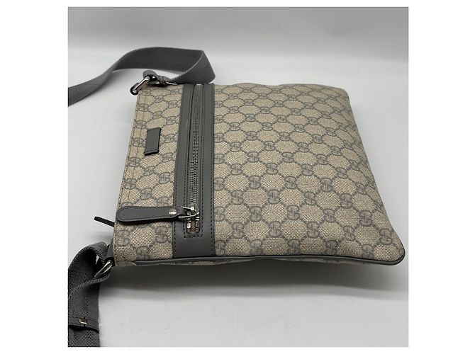 Borsa Messenger piatta Gucci con zip frontale in GG coated canvas Medium Beige - vista 7