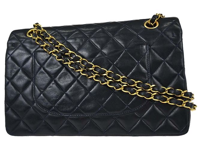 Chanel Timeless - Classic Double Flap Quilted Lambskin Medium Azul marino - vista 2