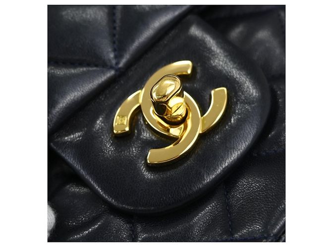 Chanel Timeless - Classic Double Flap Quilted Lambskin Medium Azul marino - vista 5