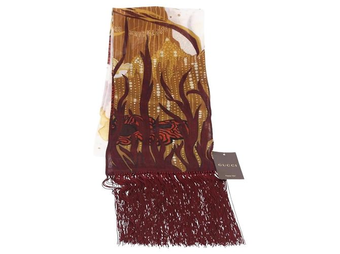 Bufanda de seda estampada con flecos Gucci
Seda
Sin talla disponible Burdeos - vista 2