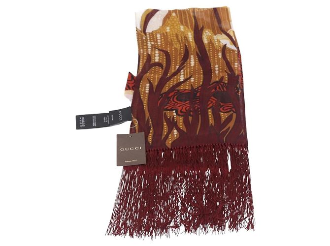 Bufanda de seda estampada con flecos Gucci
Seda
Sin talla disponible Burdeos - vista 4