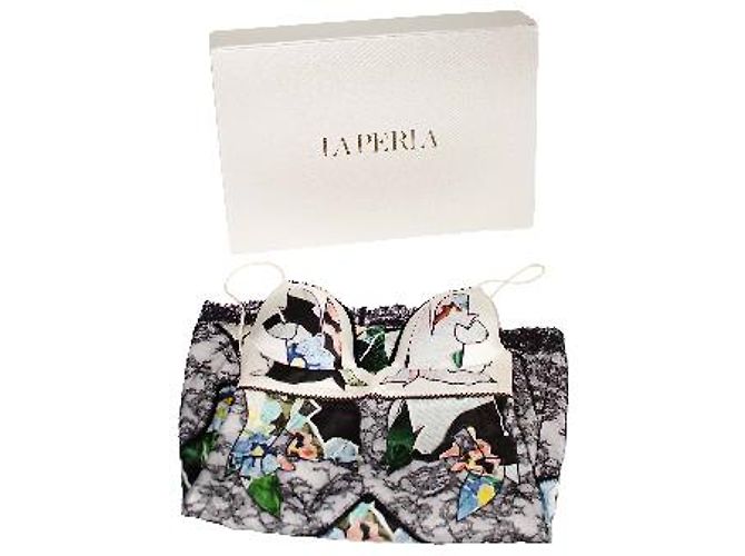 La Perla Seidenkleid mit Blumenprint und Spitze Schwarz Mehrfarben - Ansicht 12