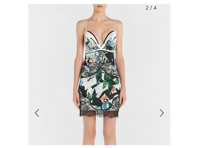 La Perla Seidenkleid mit Blumenprint und Spitze Schwarz Mehrfarben - Ansicht 4