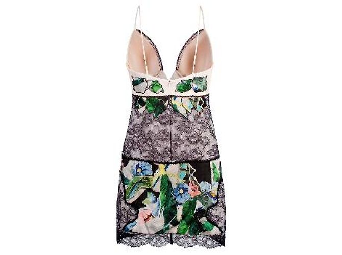La Perla Seidenkleid mit Blumenprint und Spitze Schwarz Mehrfarben - Ansicht 5