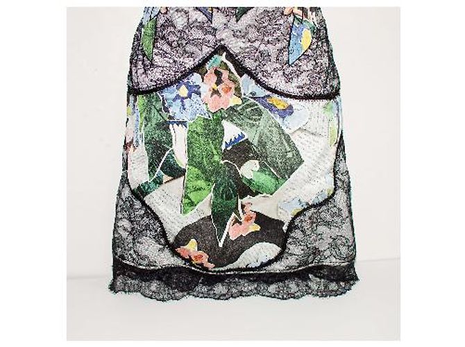 La Perla Seidenkleid mit Blumenprint und Spitze Schwarz Mehrfarben - Ansicht 8