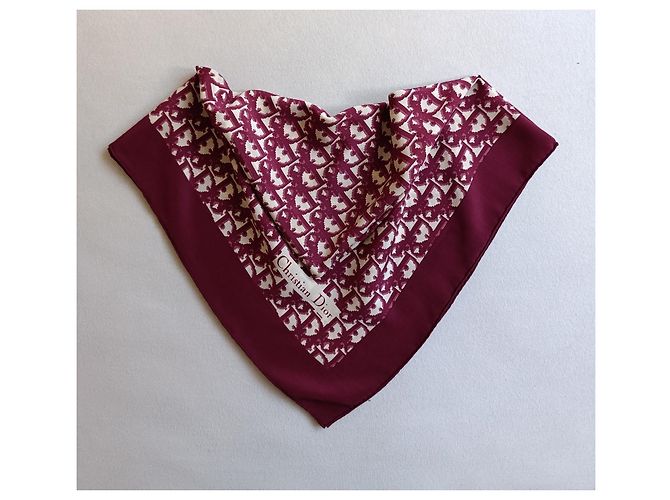 Foulard in seta monogram Christian Dior Oblique Bianco Bordò - vista 2