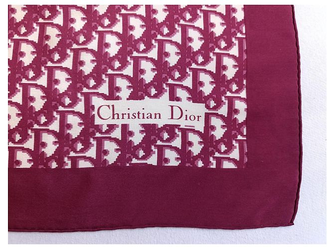 Foulard in seta monogram Christian Dior Oblique Bianco Bordò - vista 5