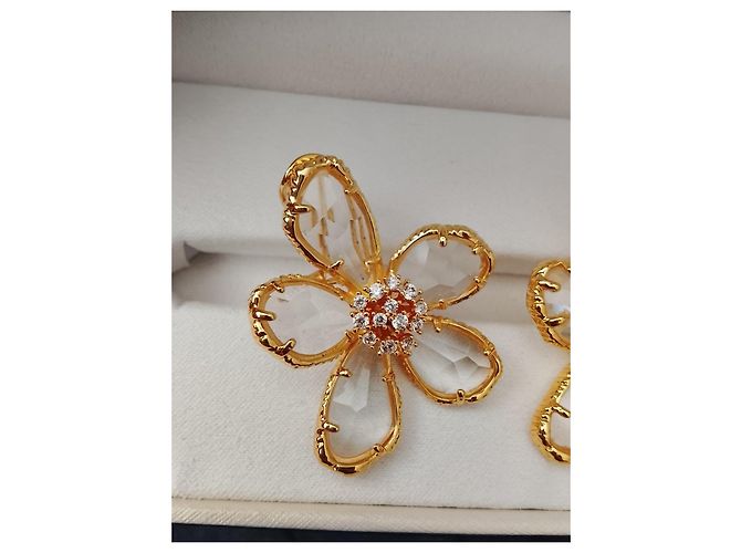 Céline Celine Flower Kristall-Ohrringe Golden - Ansicht 2