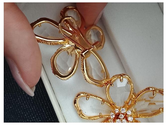 Céline Celine Flower Kristall-Ohrringe Golden - Ansicht 4