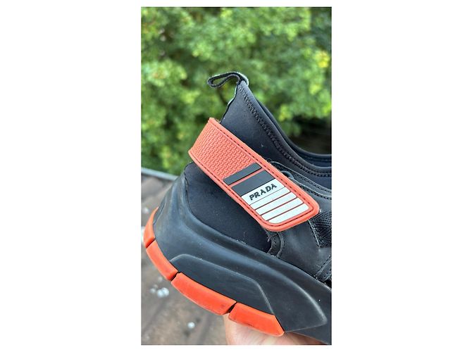 Prada Neoprene Sandals Black Orange - view 6