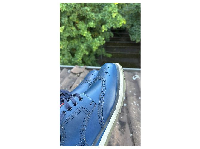 Prada Scarpe stringate Brogue in pelle blu uomo - vista 6