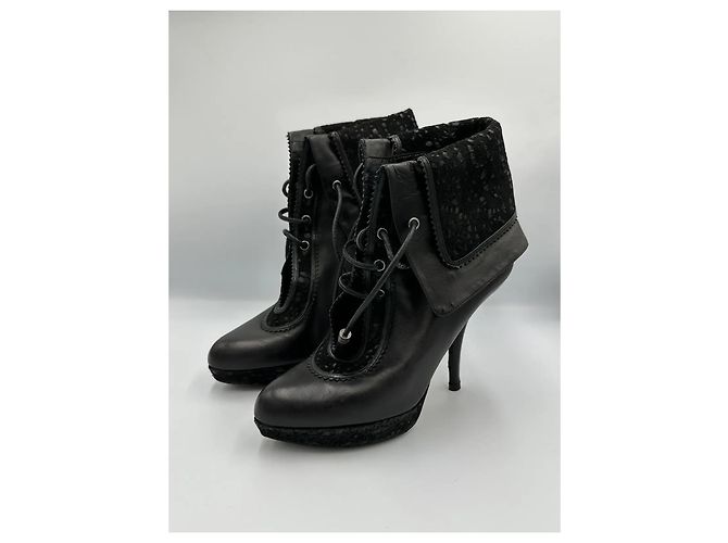 Stivaletti stringati Christian Dior in pelle nera Nero - vista 2