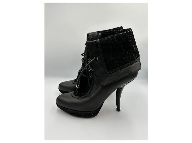 Stivaletti stringati Christian Dior in pelle nera Nero - vista 3