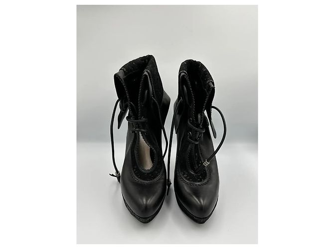 Stivaletti stringati Christian Dior in pelle nera Nero - vista 4