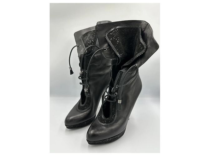 Stivaletti stringati Christian Dior in pelle nera Nero - vista 9