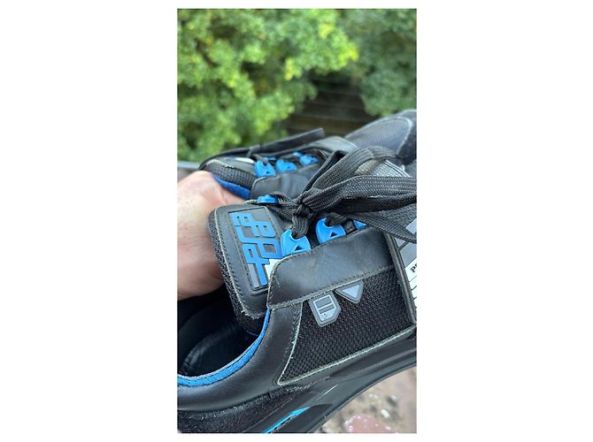 Prada Sneakers Nero Blu Pelle Camoscio - vista 2