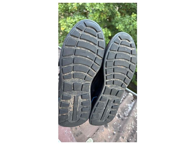 Prada Sneakers Nero Blu Pelle Camoscio - vista 6